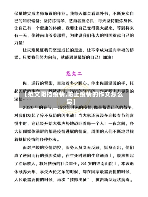 【范文阻挡疫情,防止疫情的作文怎么写】